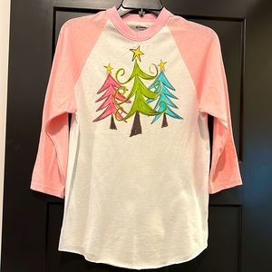 Pink Christmas baseball tee!